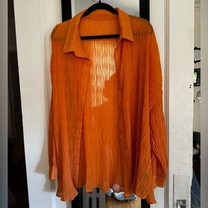 Sheer orange button up